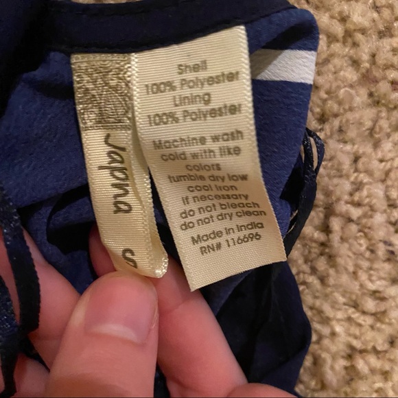 Japna Navy stripe romper jumpsuit deep plunge open back - Picture 3 of 8